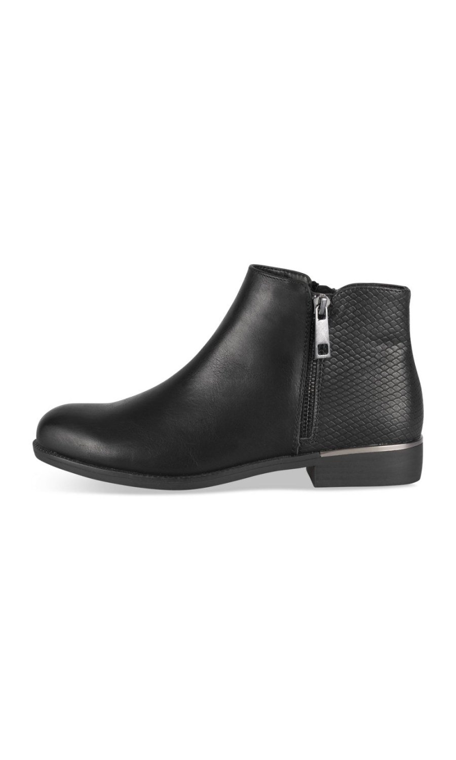Bottines zip apparent effet serpent noires