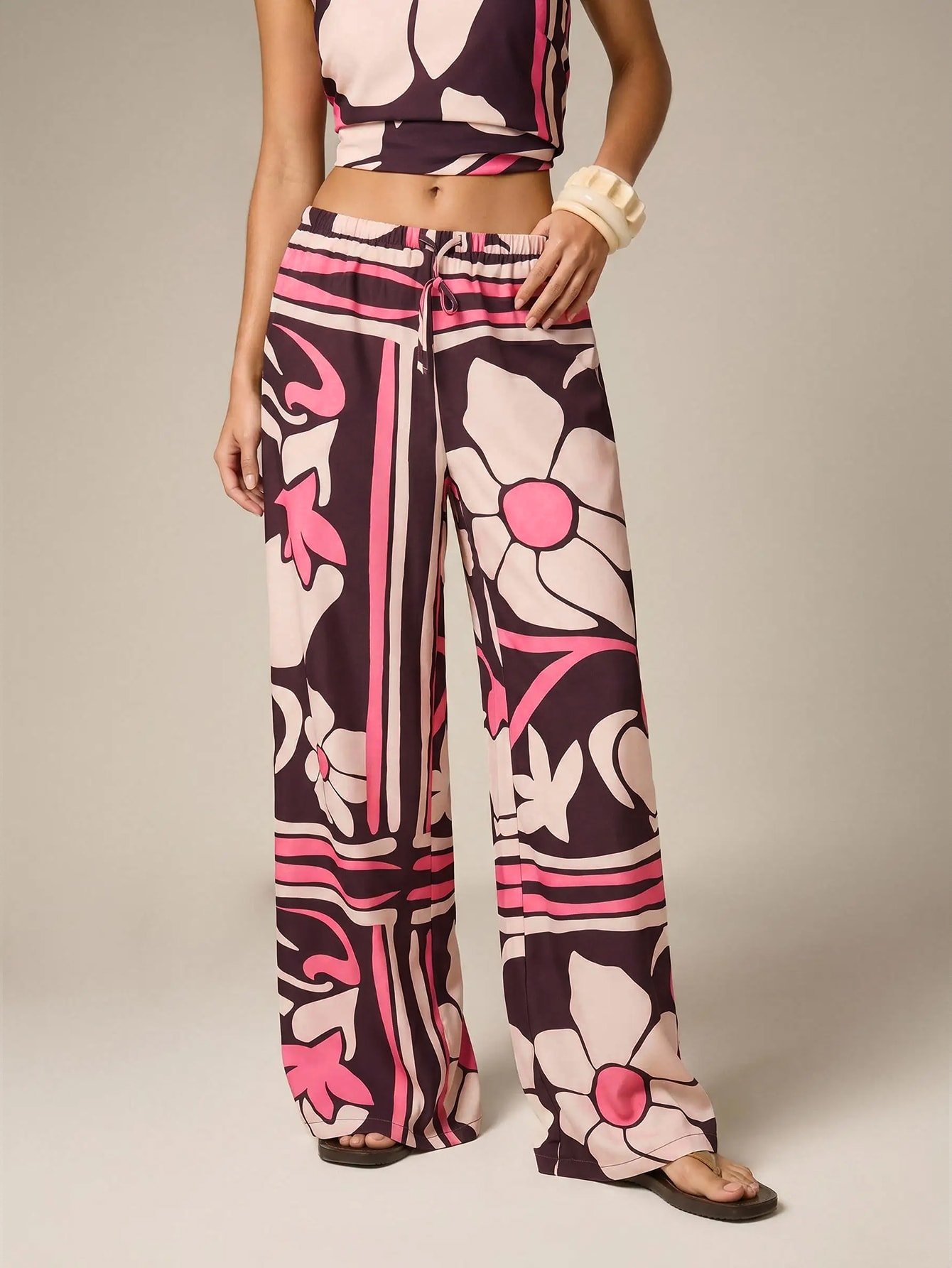 Pantalon large rétro b nwar w westa élastique b cordon