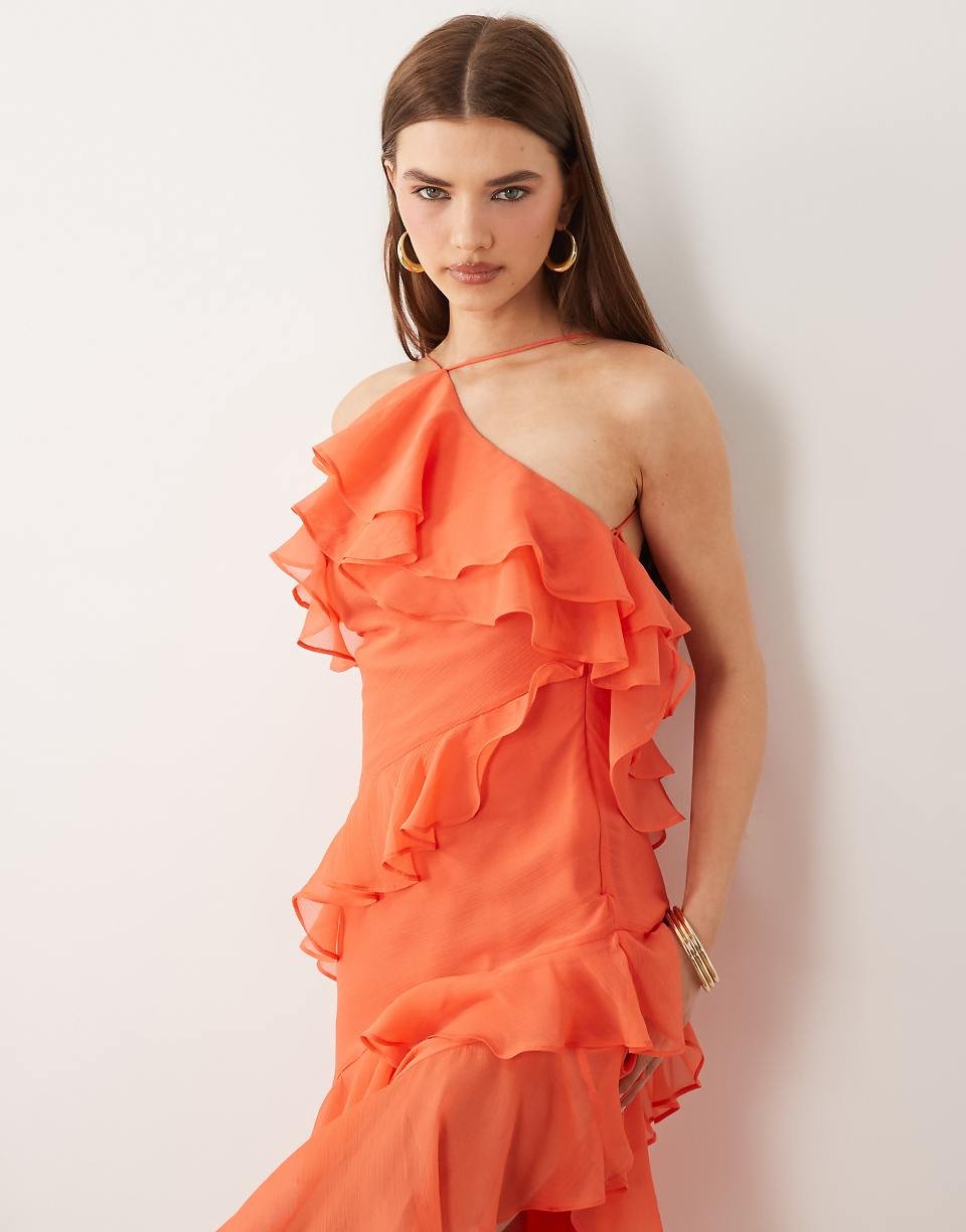 Robe twila dhar 3aryan b volants - Corail vif