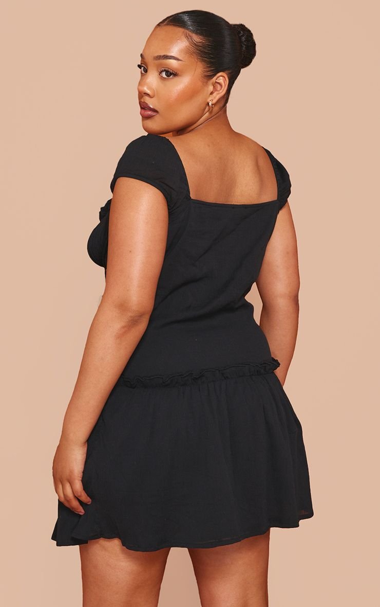Ruched puff sleeve shift dress - Plus size