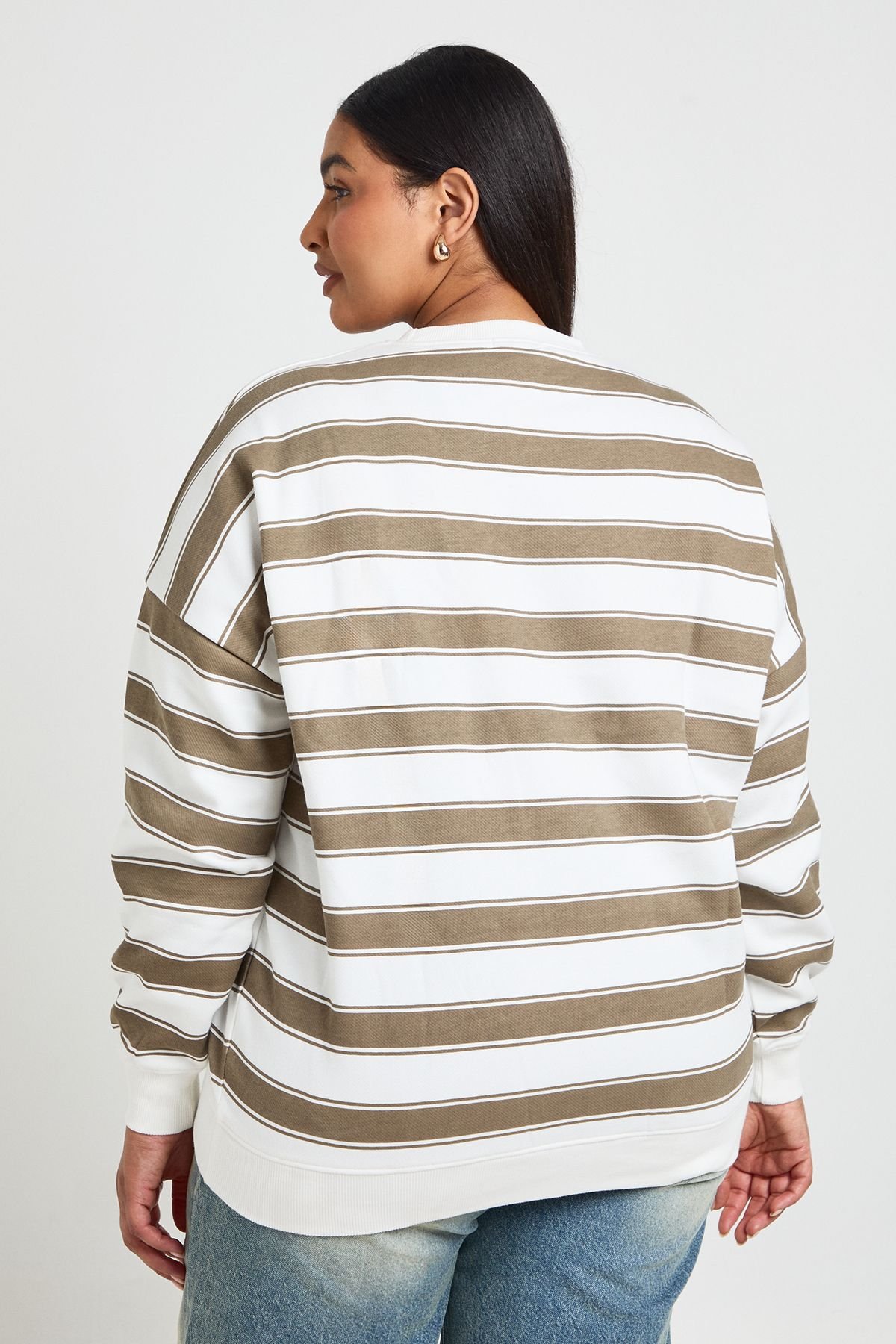 Sweat-shirt oversize à rayures - Grande taille