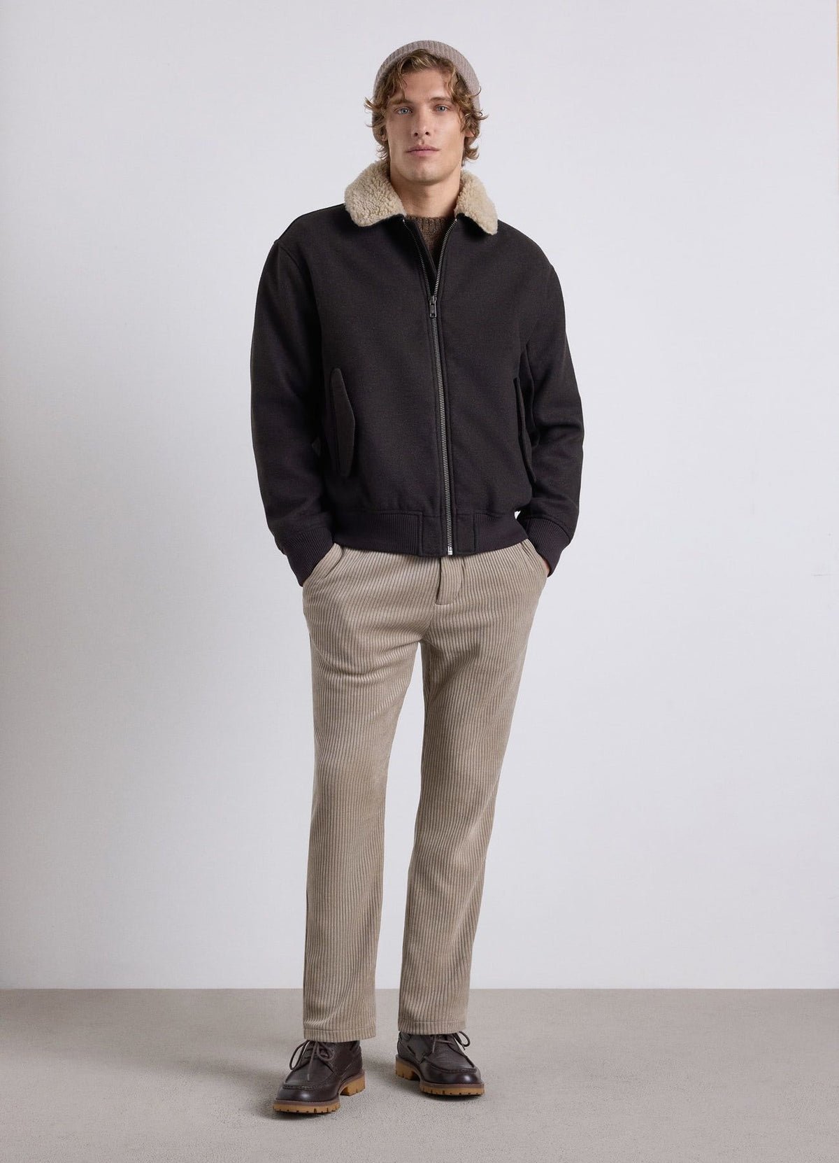 Zip jacket with sherpa collar