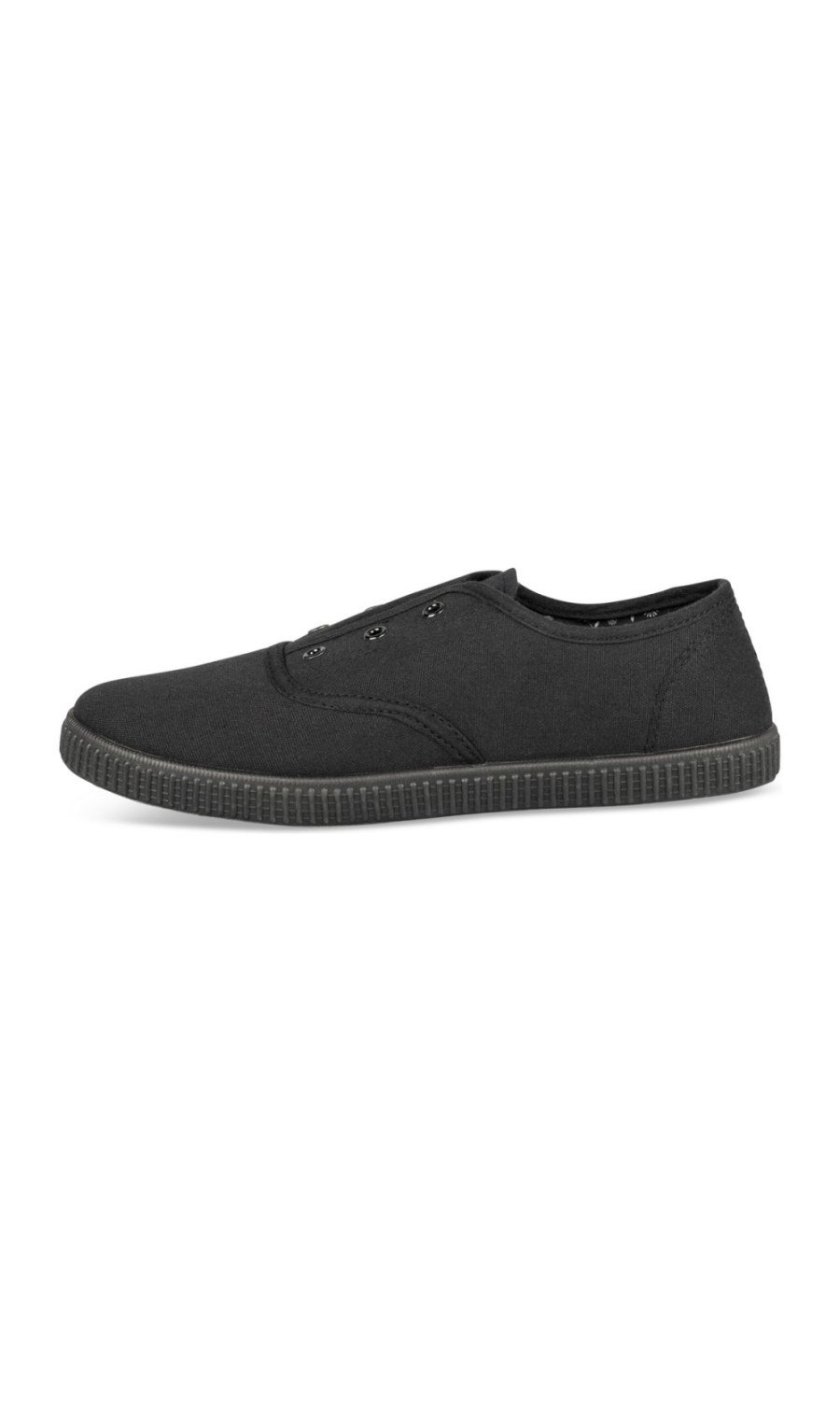 All-black canvas slip-on sneakers