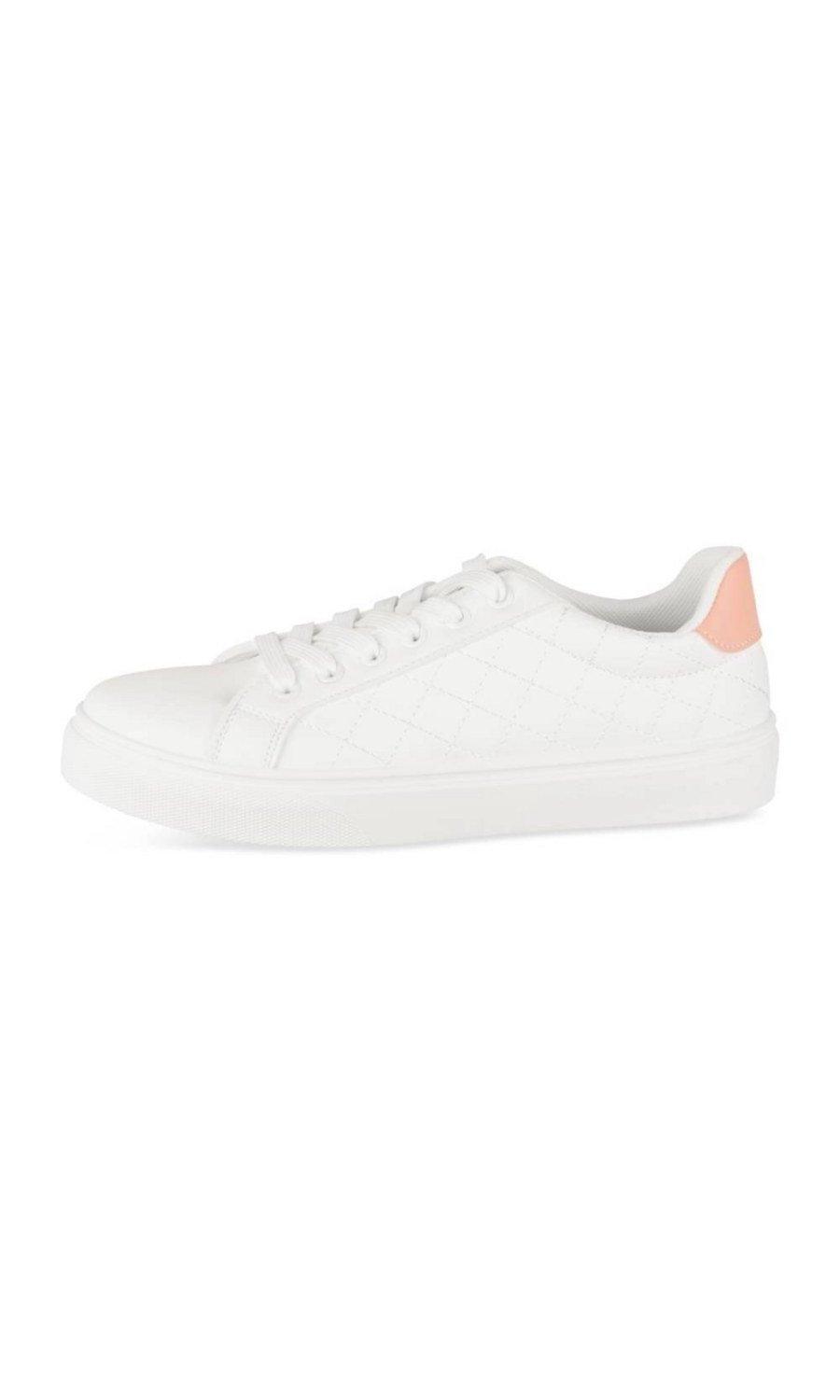 Baskets matelassées contrefort rose blanches