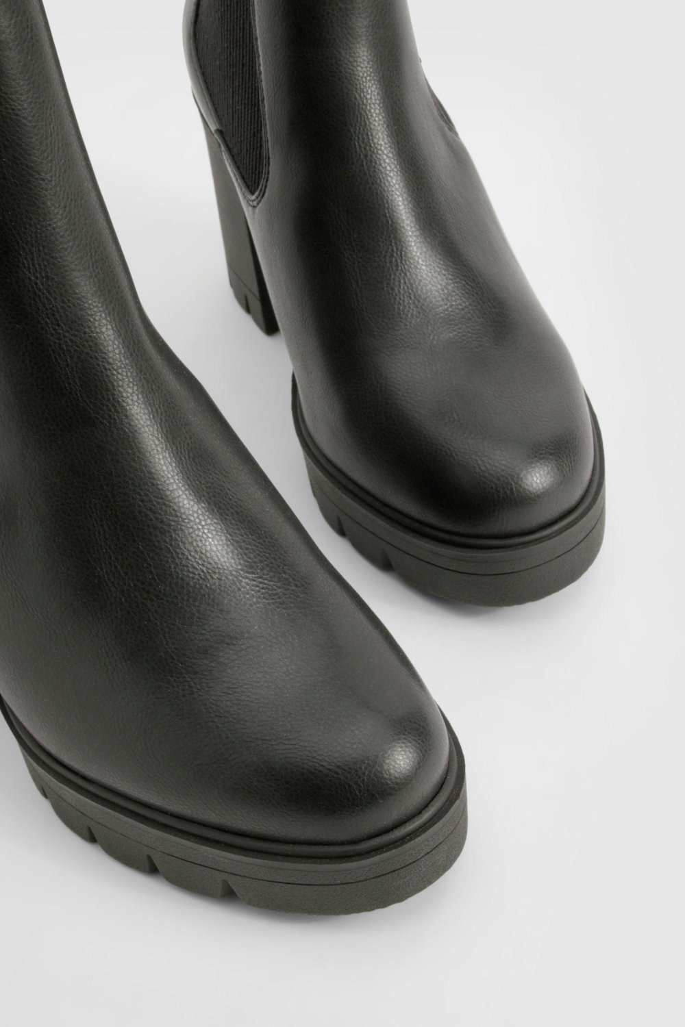 Bottines Chelsea à talon bloc noires - Pied large