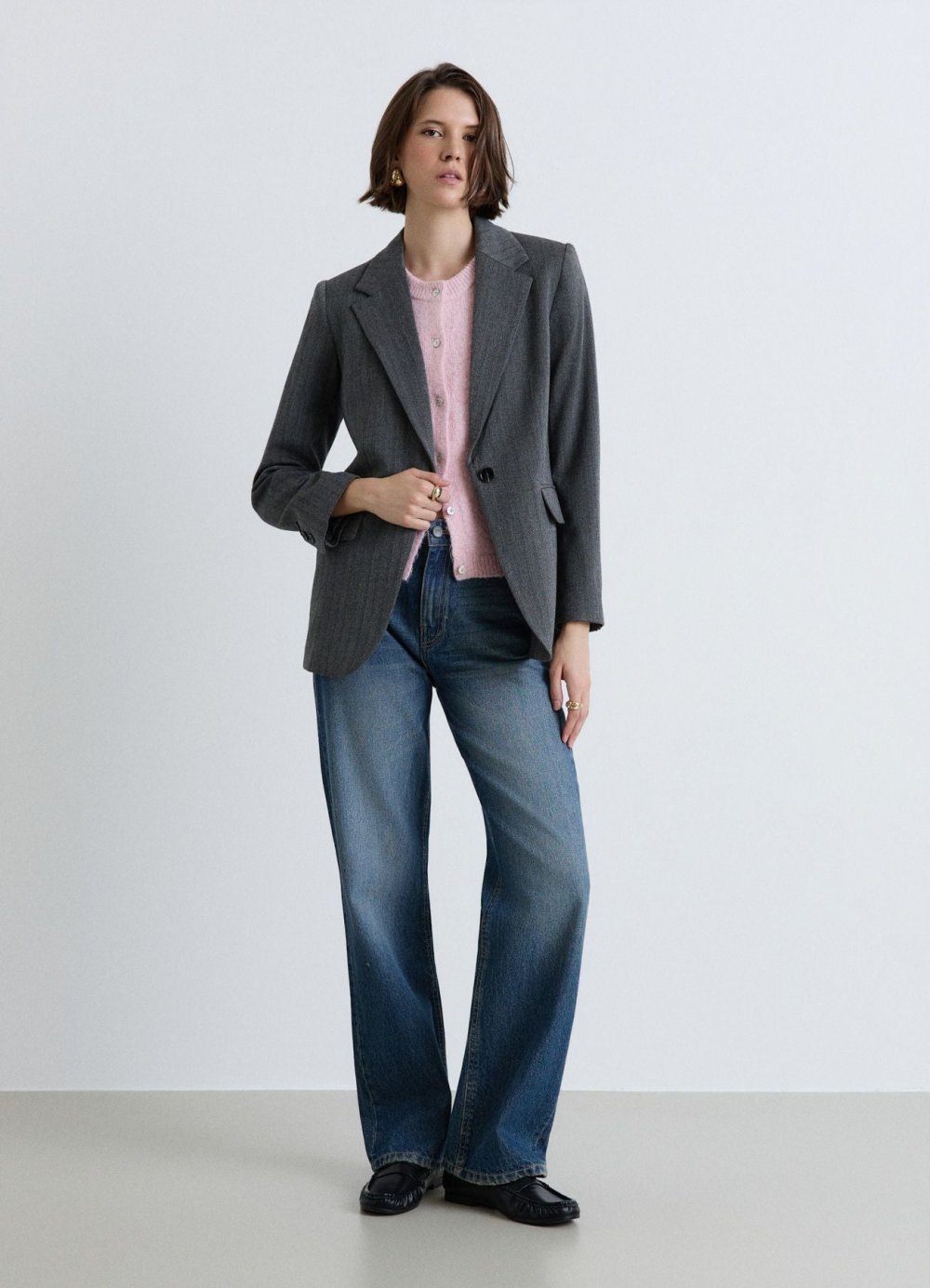 Five-pocket high-waisted palazzo jeans