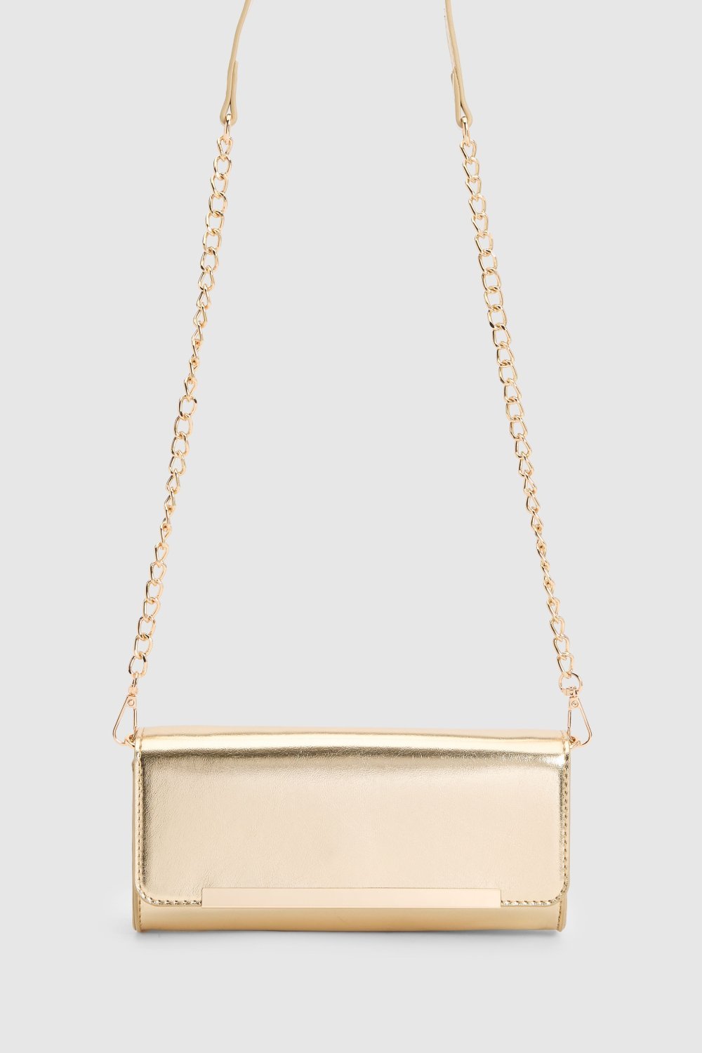 Sac bandoulière métallisé à fermoir doré