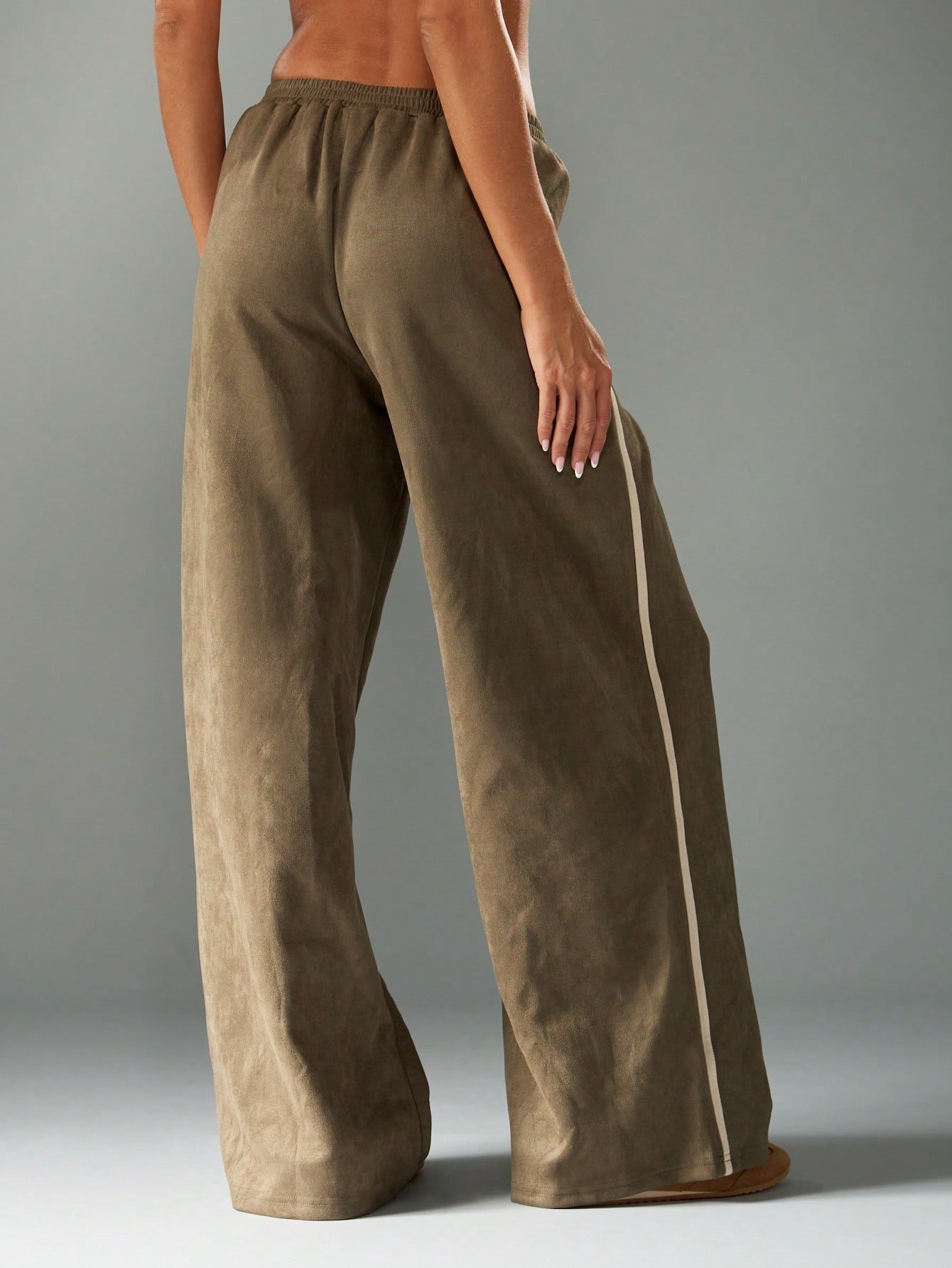 Pantalon de jogging large en daim avec taille élastique