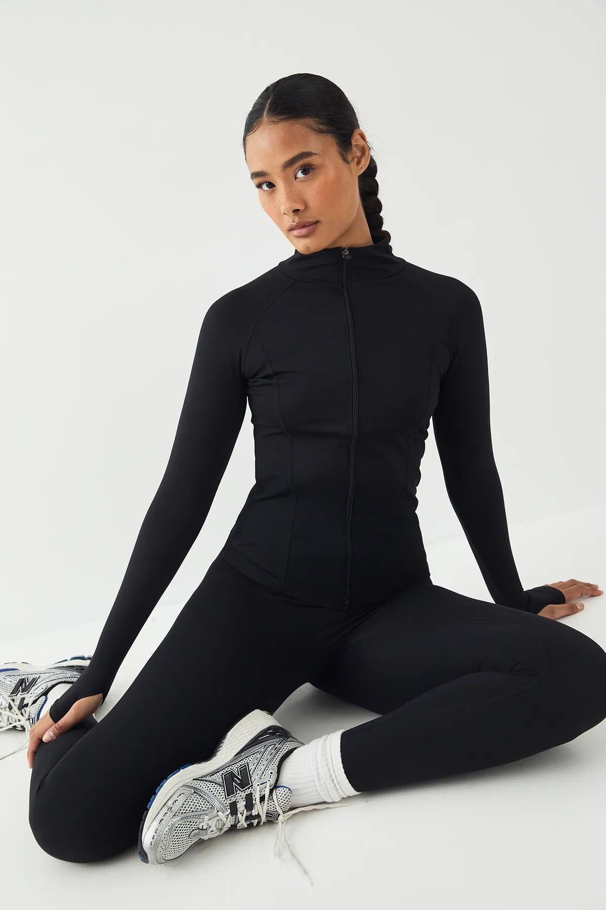 Sculpting zip-up sports jacket - Black