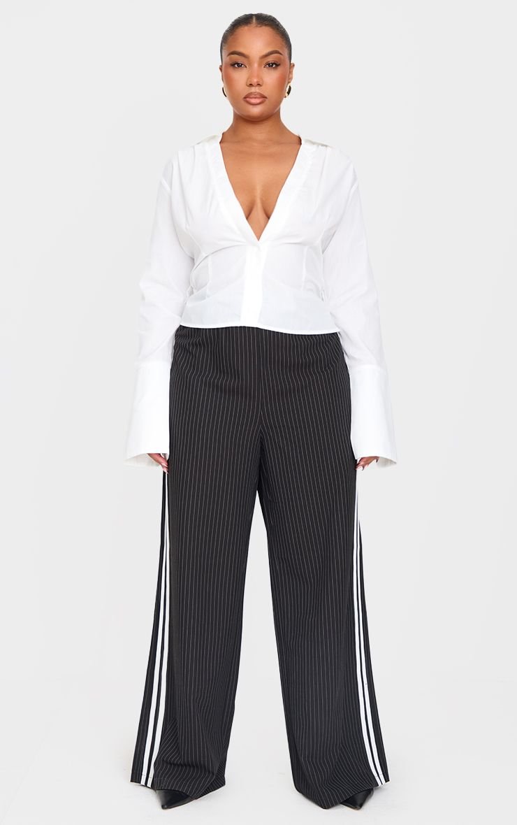 Pantalon Taille Mi-haute À Rayures Tennis Avec Bande Latérale