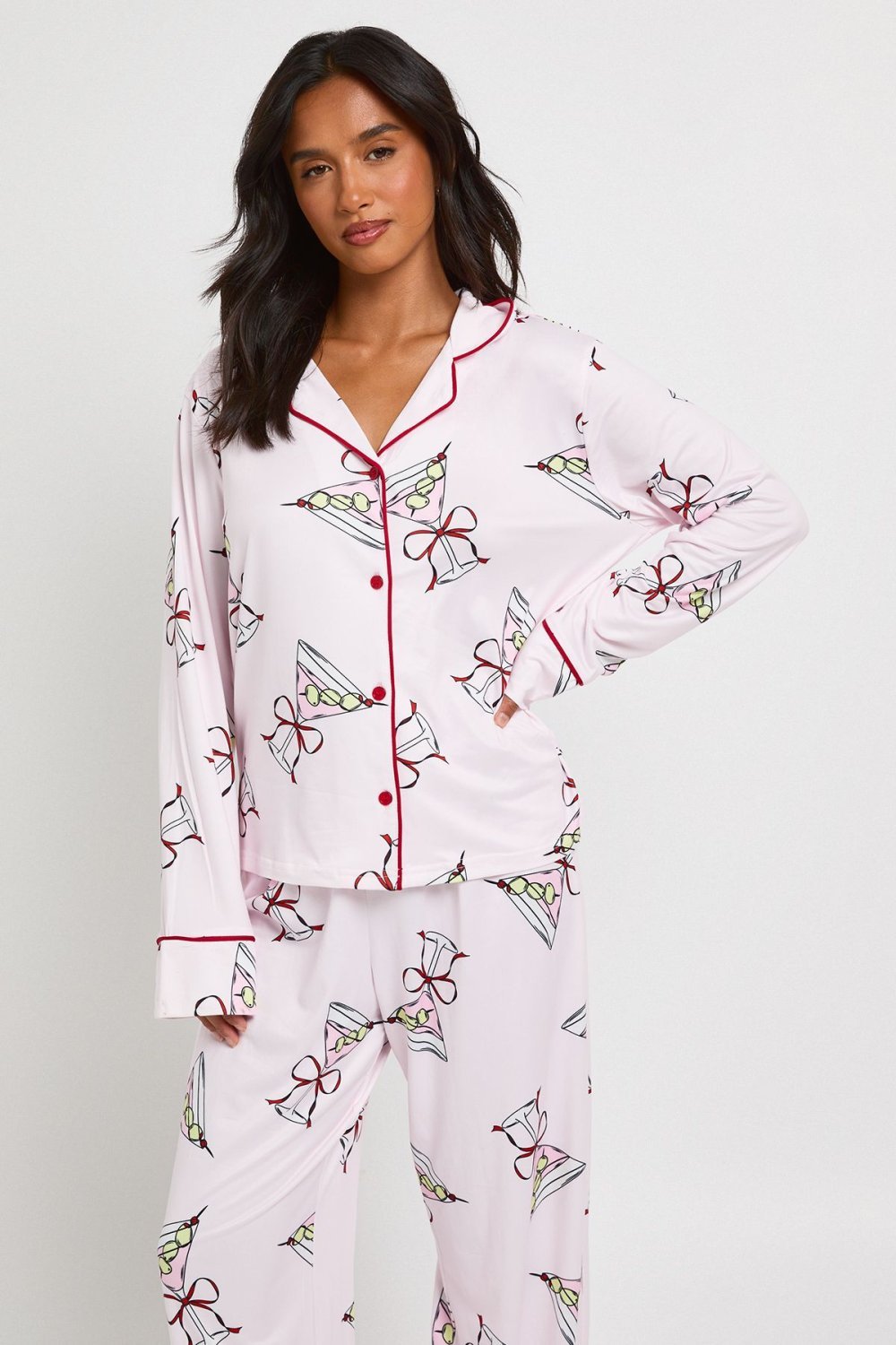 Cocktail print top and trouser pyjama set - Petite