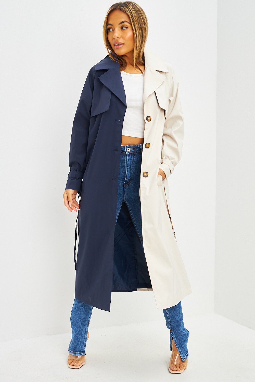 Trench twil b jouj lwan beige w bleu marine