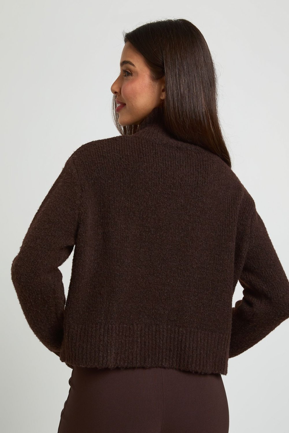 Cardigan col montant boutonné chocolat