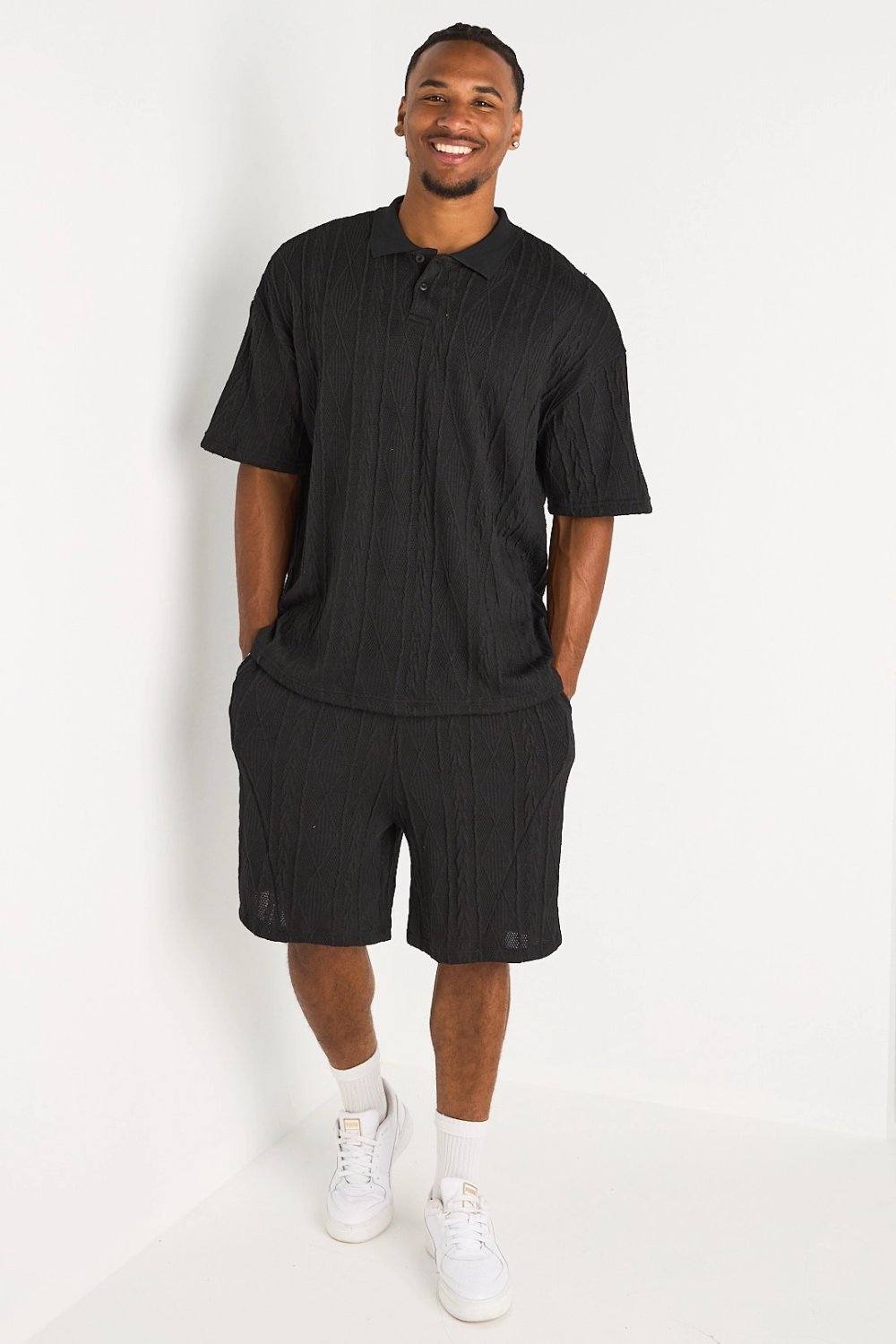 Ensemble polo w short maille tressée k7el