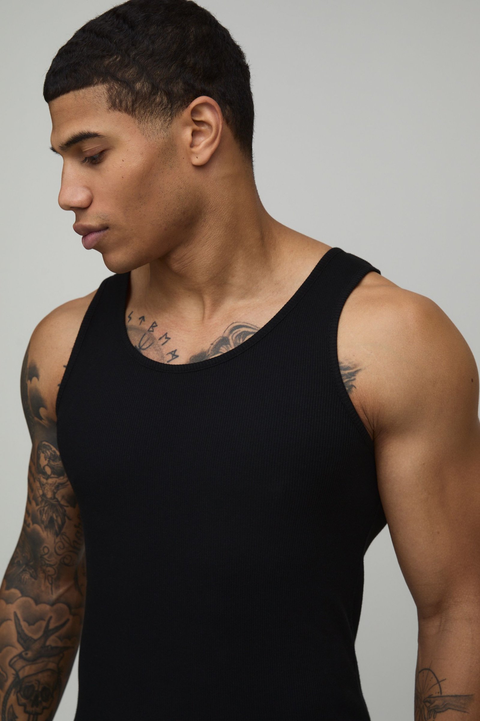 Débardeur côtelé basique muscle fit