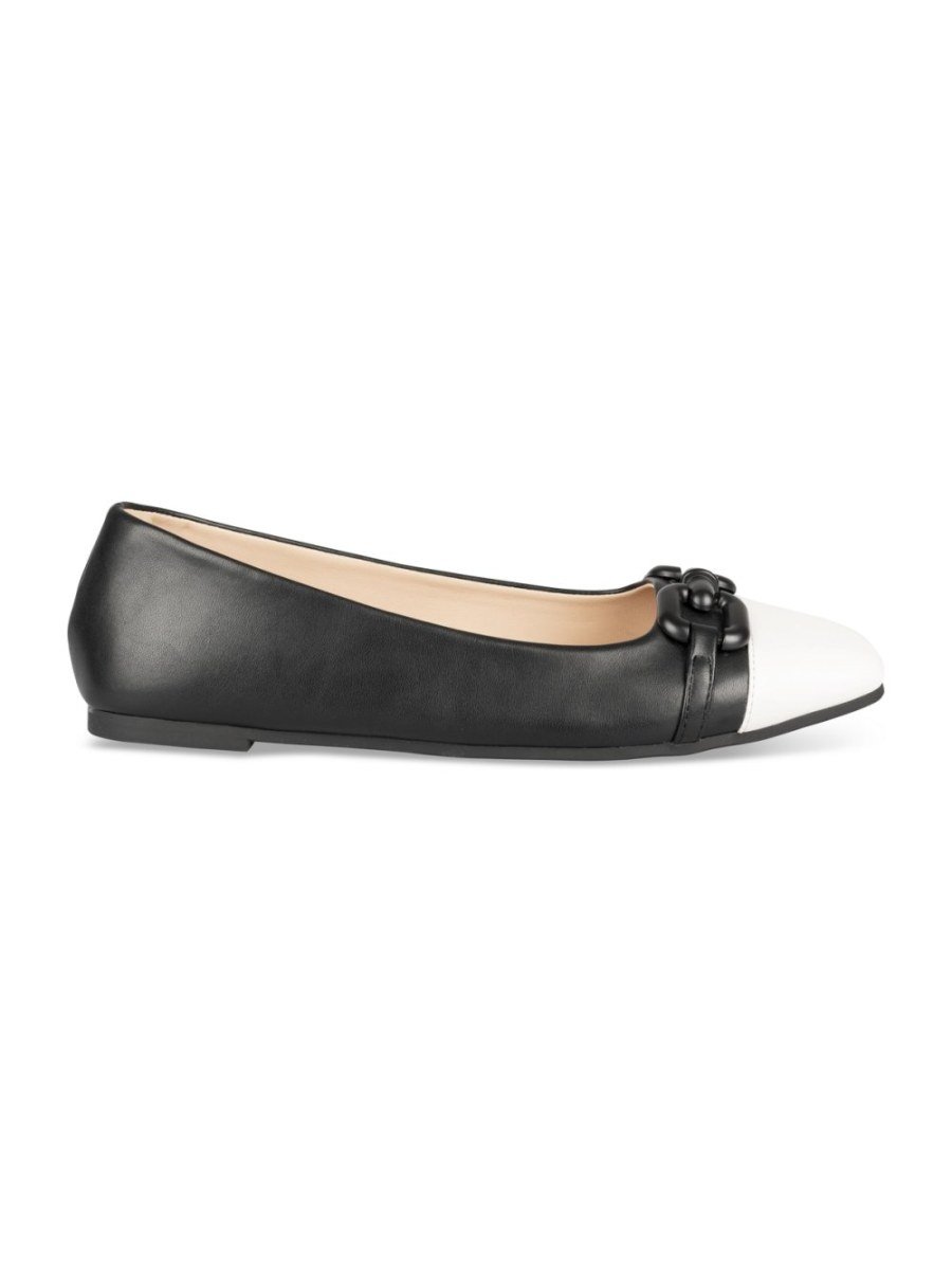 Ballerines noires bout blanc à chaîne