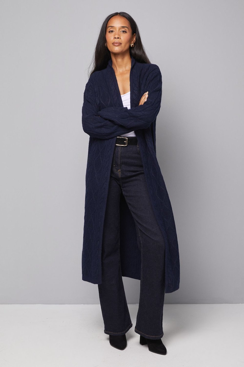 Cardigan maxi torsadé bleu marine