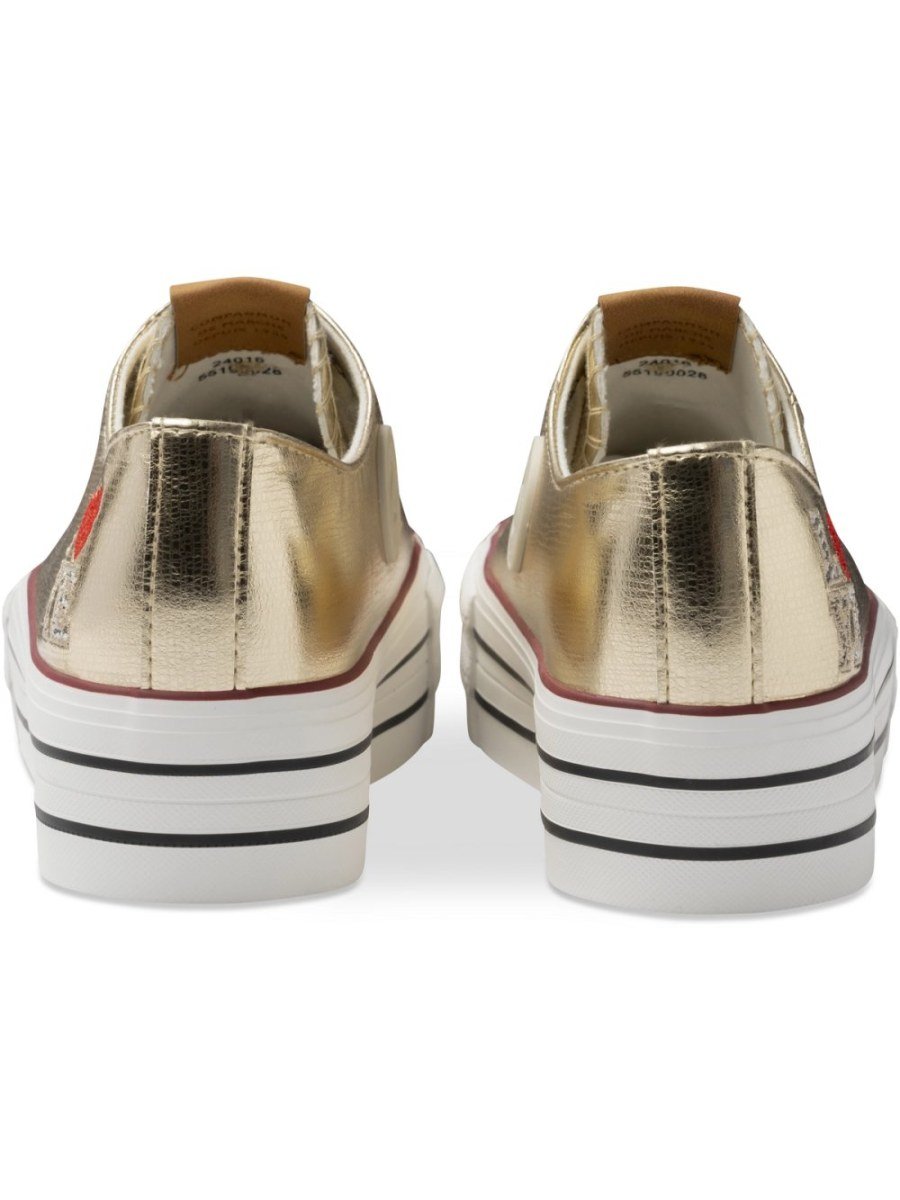 Gold metallic platform sneakers