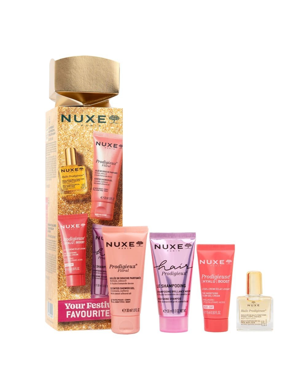 Coffret festif 4 produits voyage corps, visage, cheveux