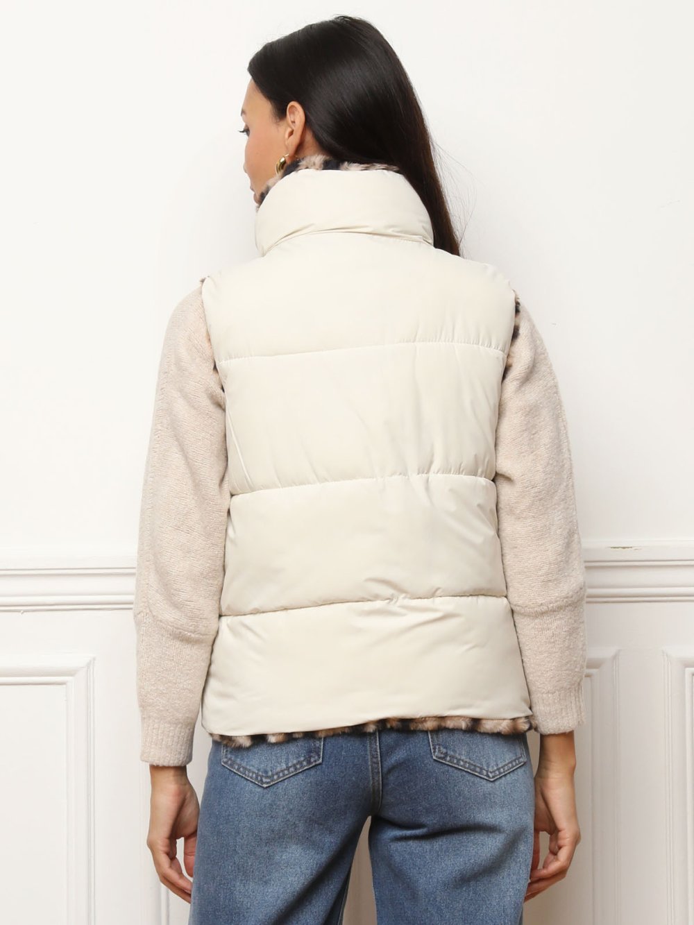 Doudoune sans manches réversible beige