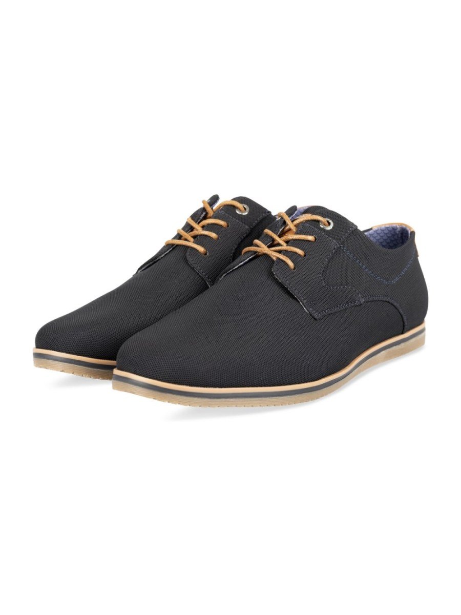 Navy textured casual derbies