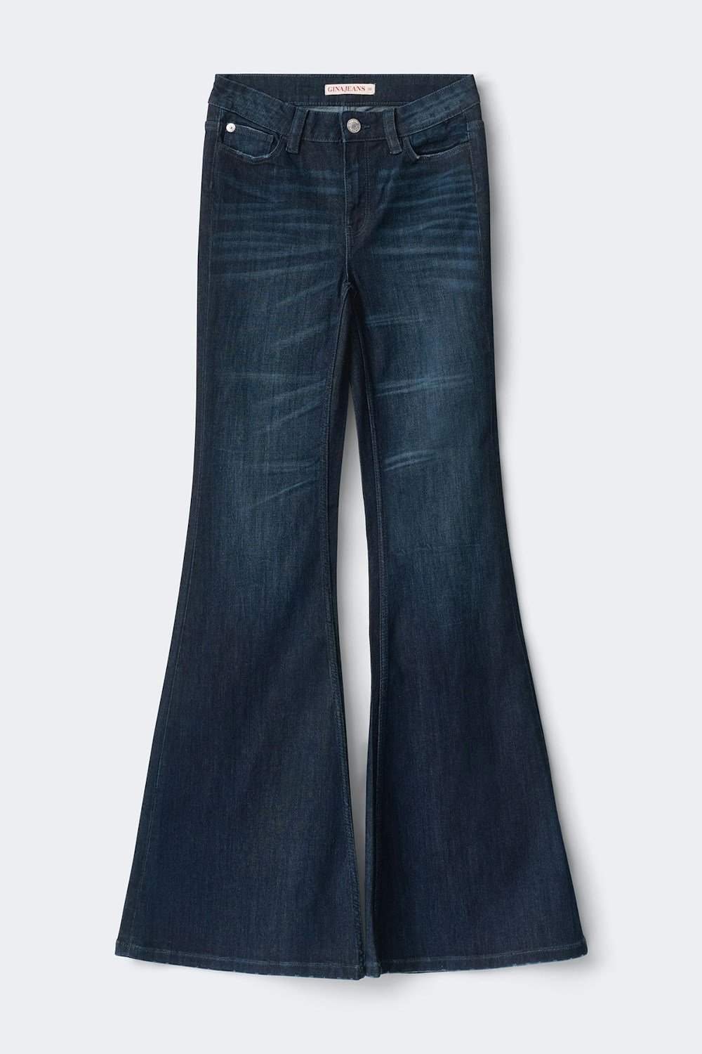 Blue mid-rise flared jeans
