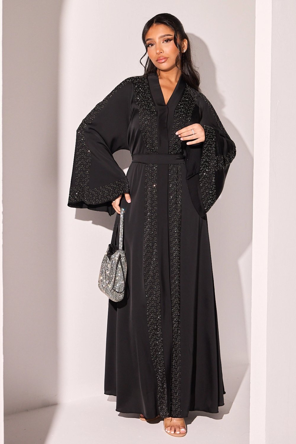 Abaya style kimono b strass wraq k7la