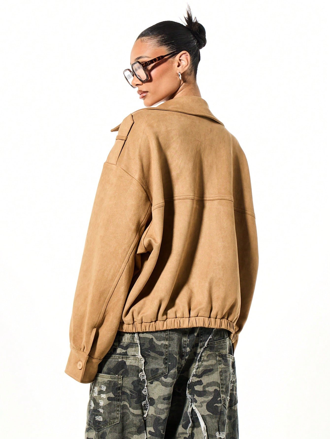 Veste bomber oversize cuir synthétique