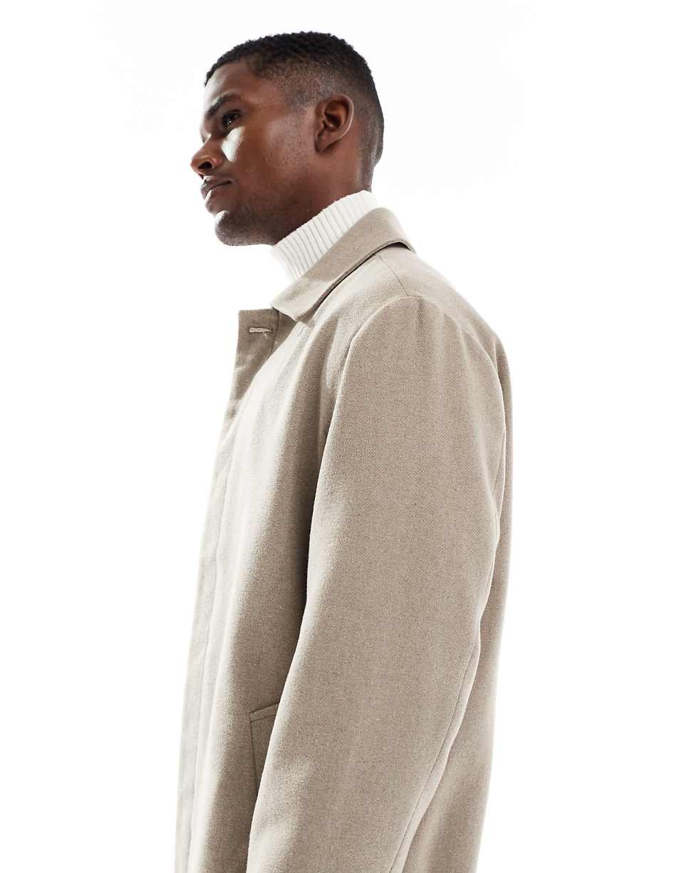 Longline Wool Look Overcoat - Grey