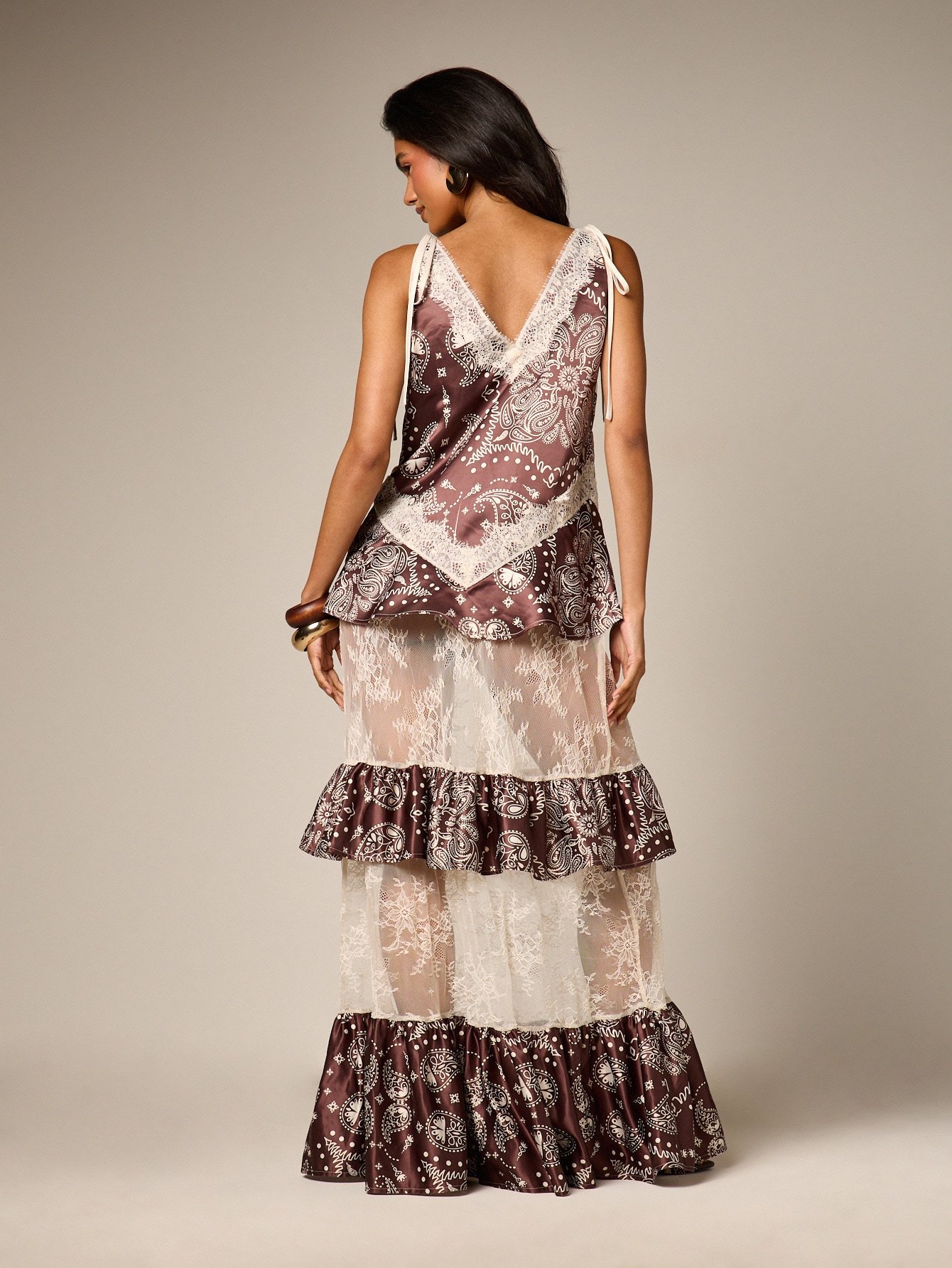 Paisley satin boho maxi dress