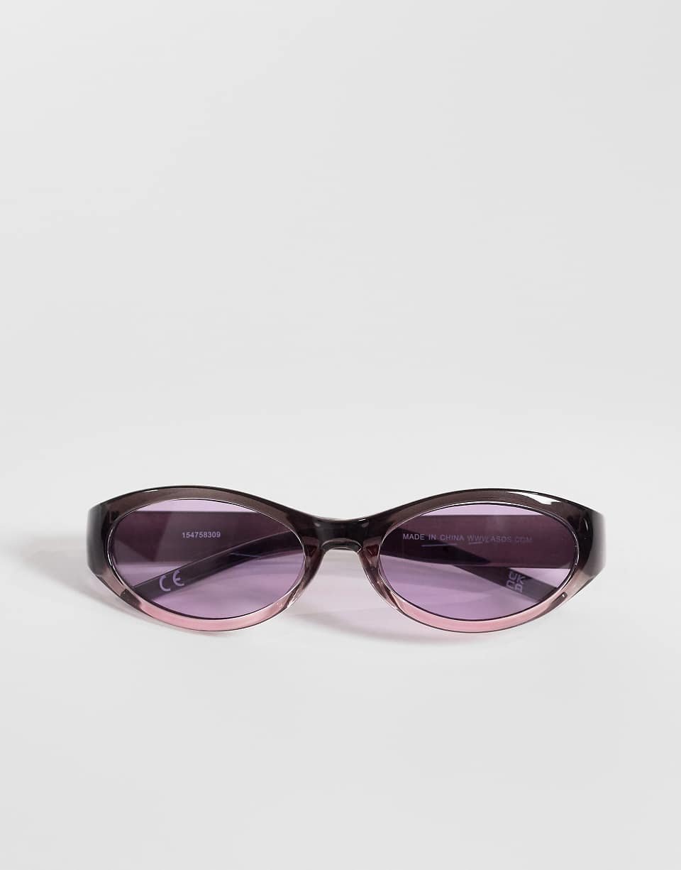 Lunettes de soleil enveloppantes à verres violets - Gris transparent
