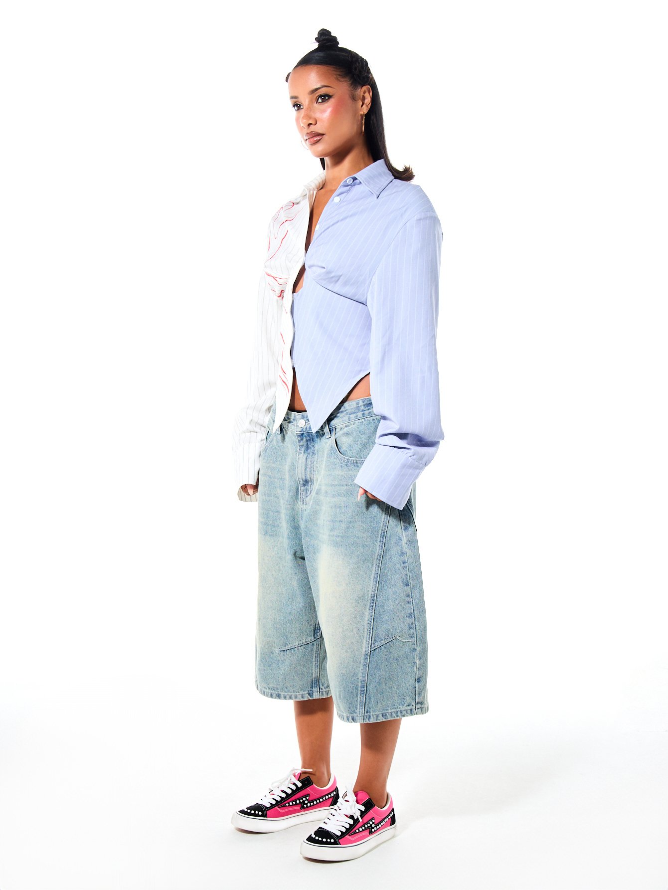 Chemise 9sira oxford b khtout rqaq w dher corset