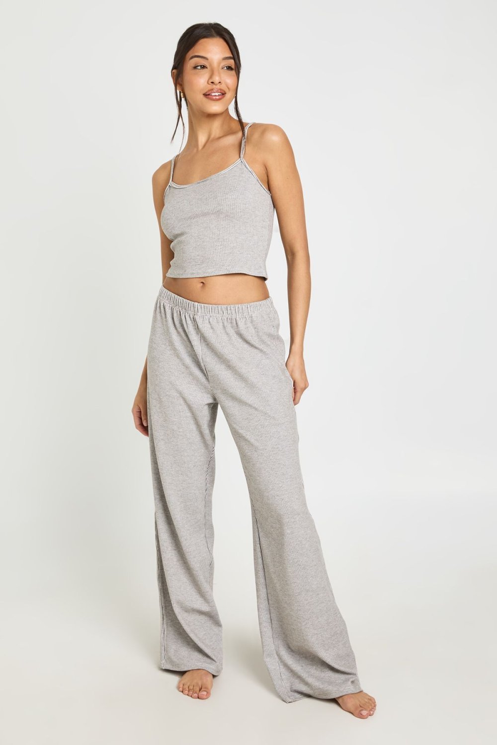 Pyjama caraco et pantalon côtelé