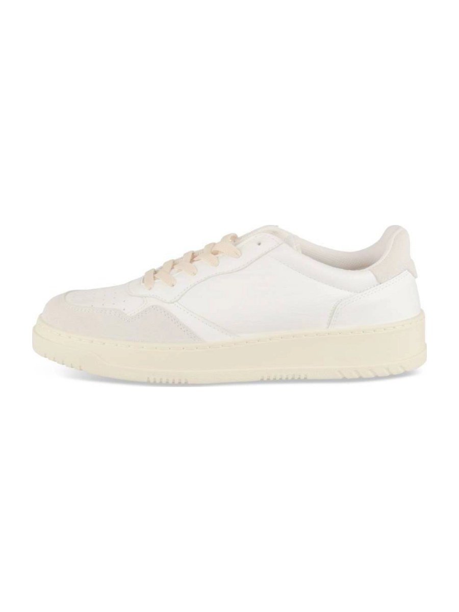 White and grey retro mixed-texture sneakers