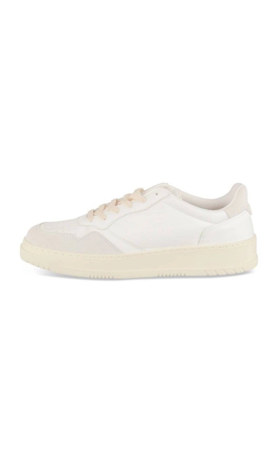 White and grey retro mixed-texture sneakers