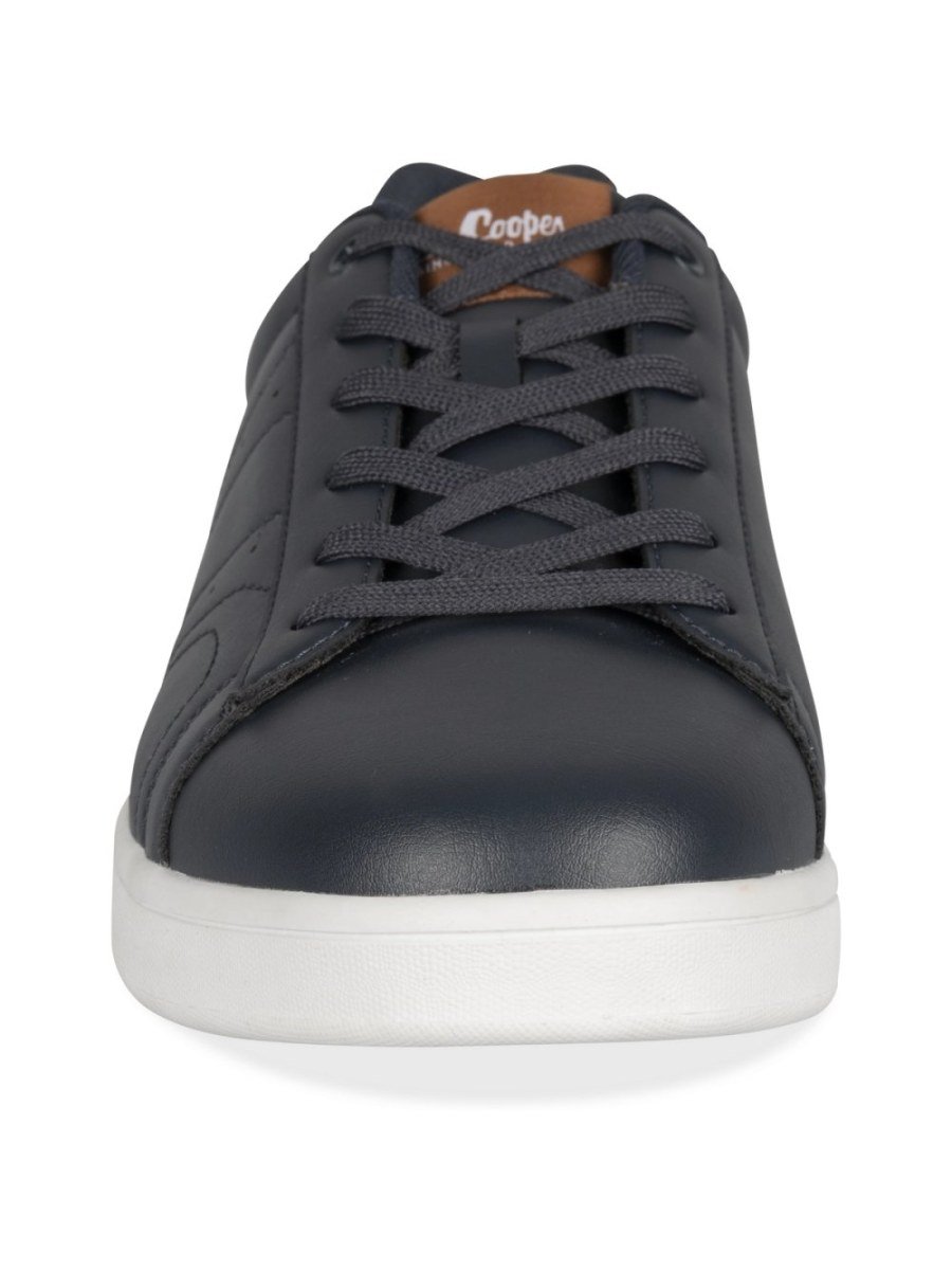 Navy trainers with side stitching