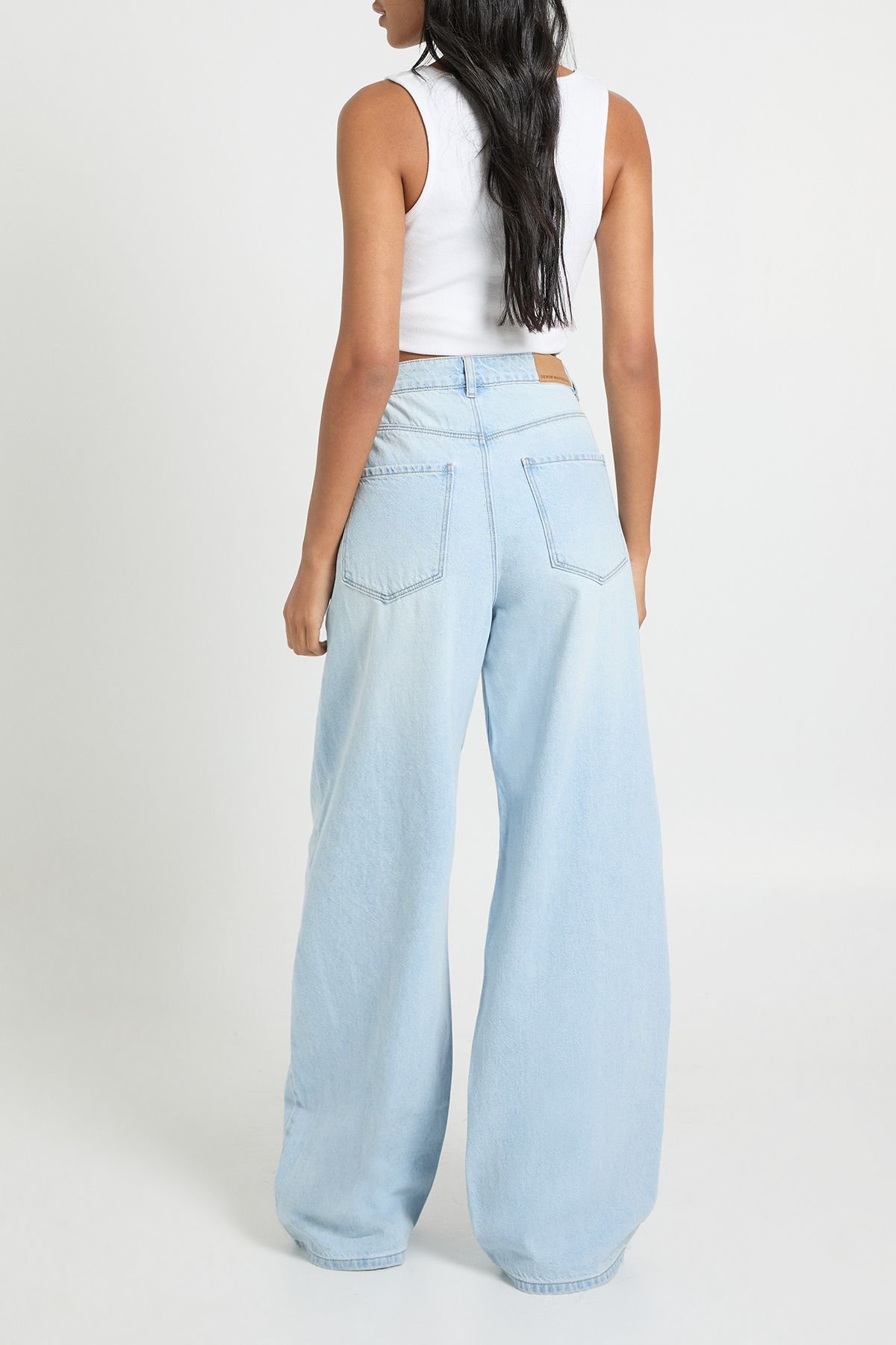 Jean grande taille mi-taille coupe ample b jambe évasée