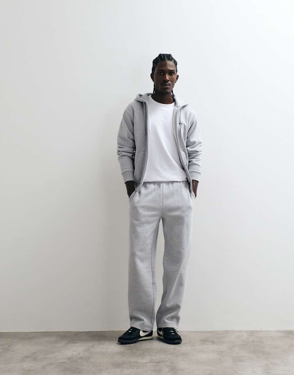 Zip-up logo hoodie in grey