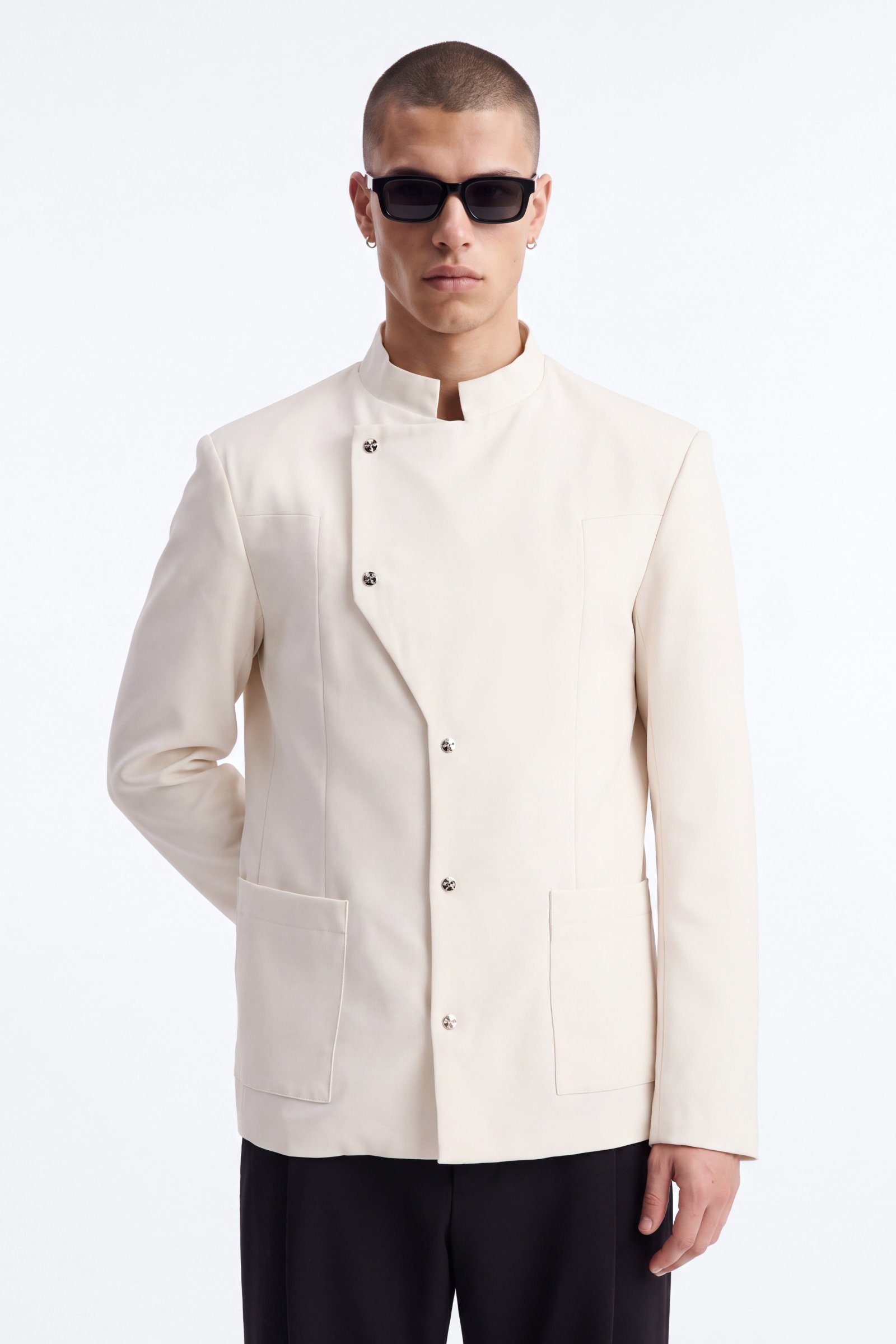 Veste asymétrique b col mao