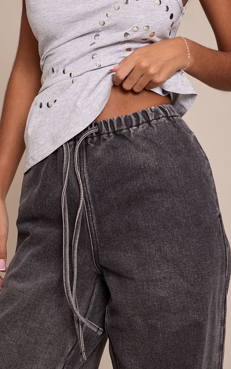 Jean large taille haute rmadi delavé - Petite