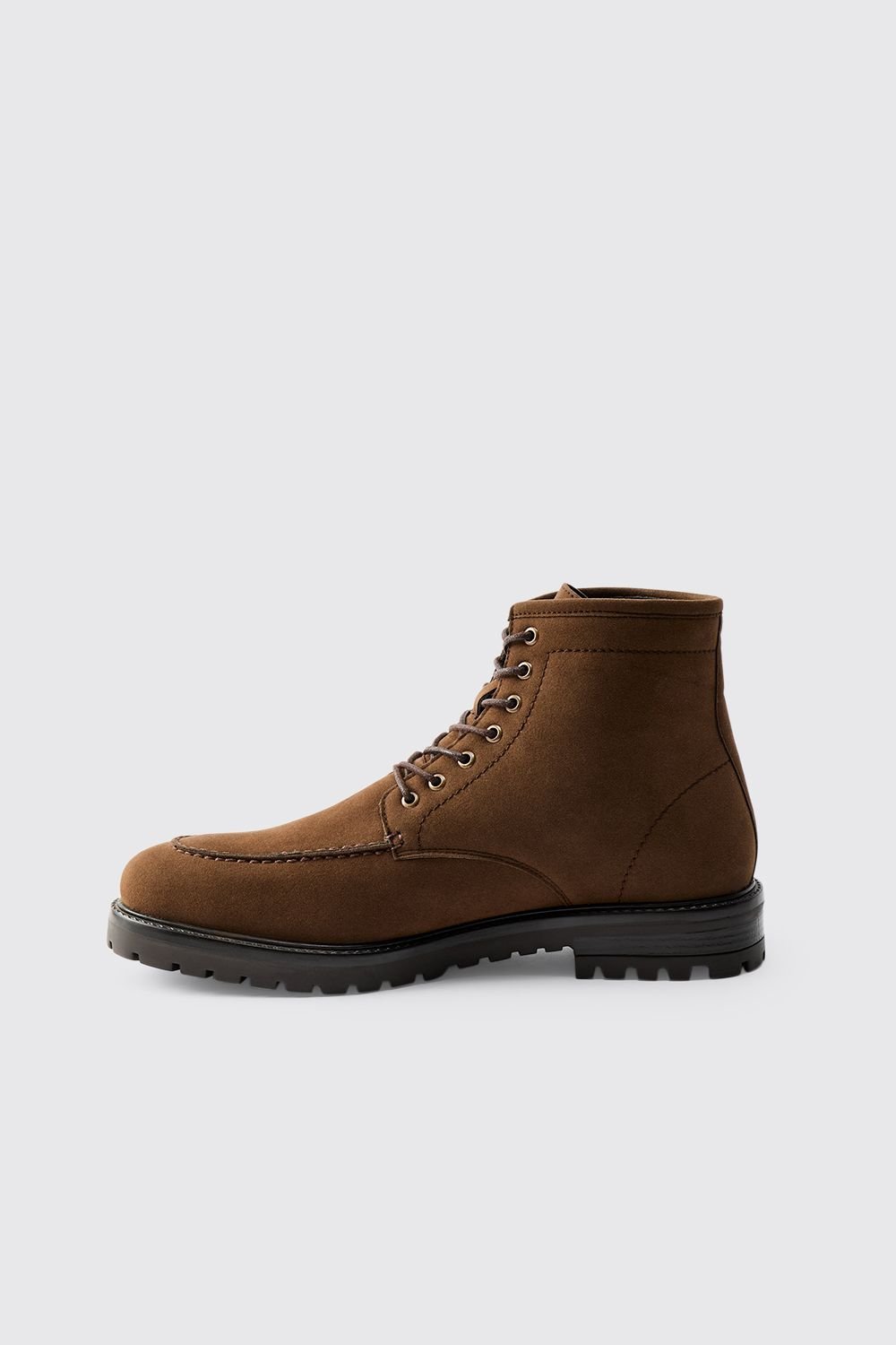 Cleated faux suede hiker boots