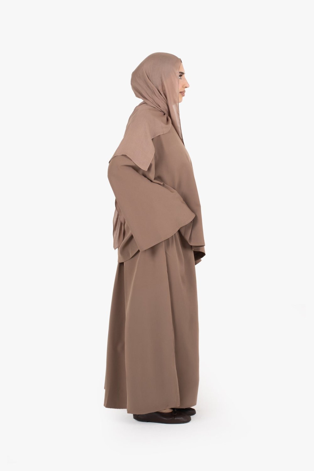 Elasticated crepe maxi skirt - Taupe