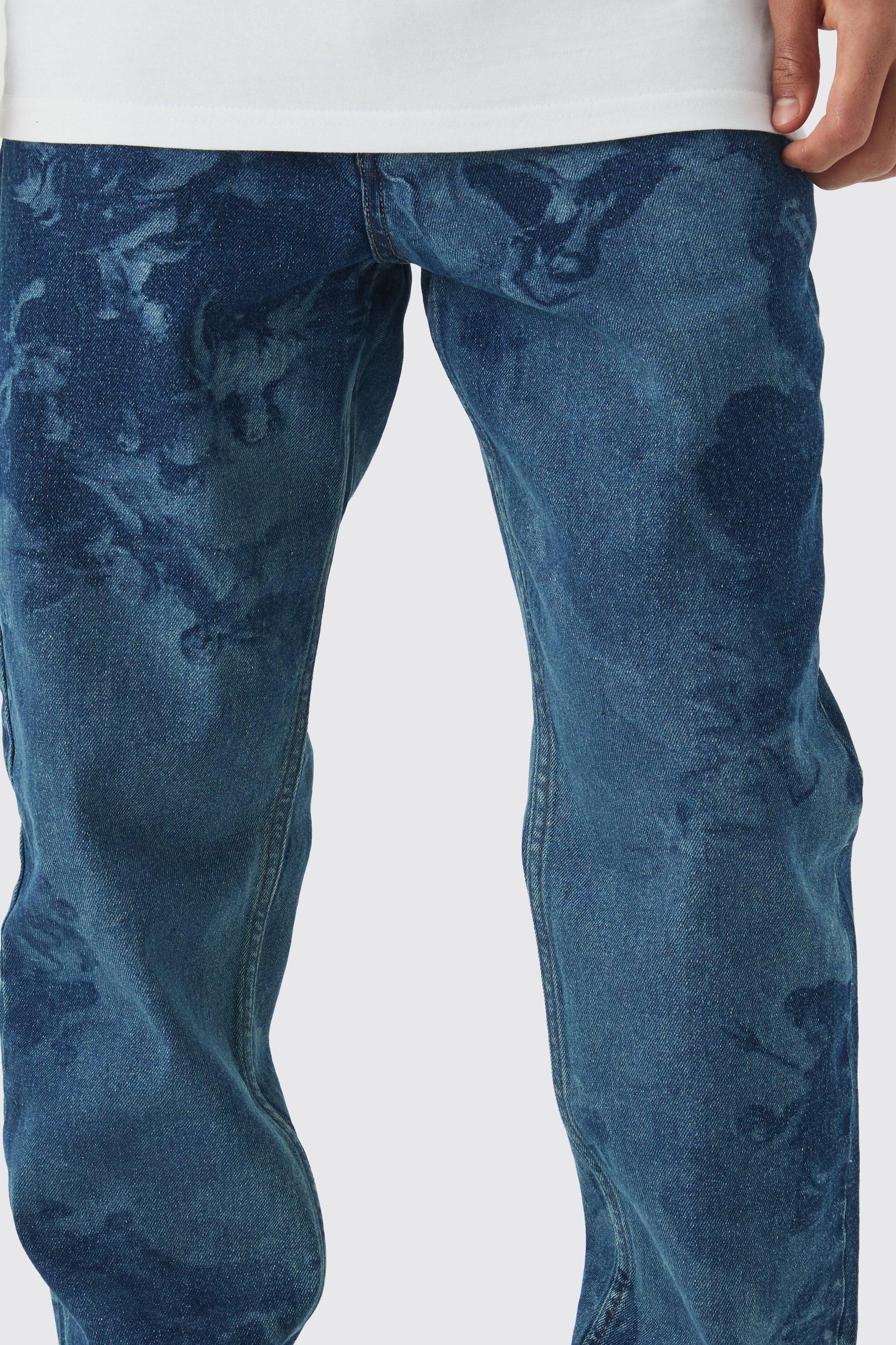 Jean en denim Slim Fit Renaissance à imprimé laser