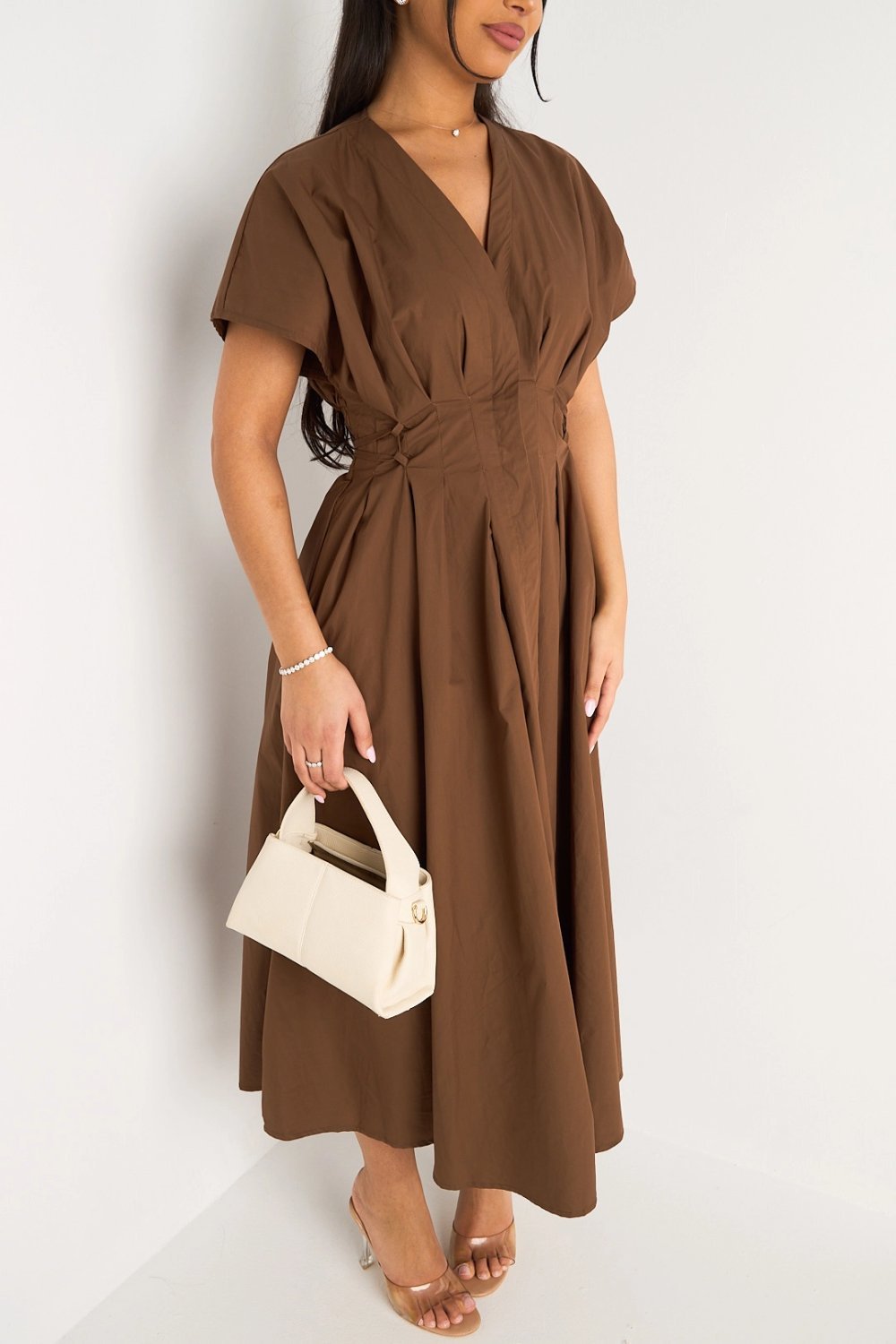 Robe twila plissée b boutons col V 9ehwi