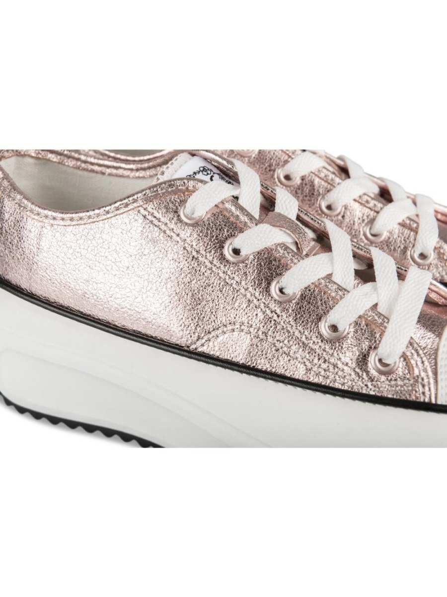 Pale pink metallic platform sneakers