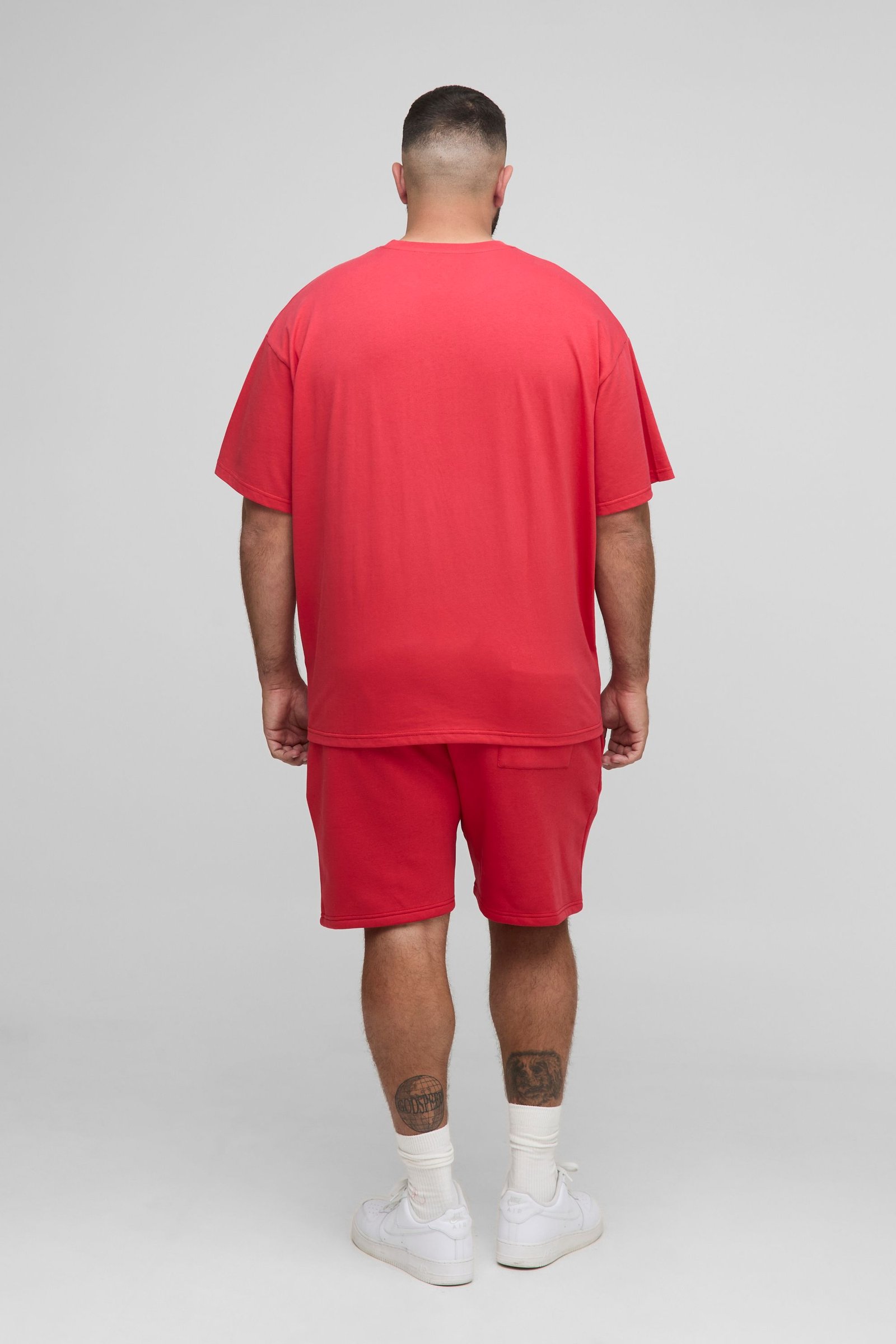 Plus Size Star Puff Print Oversized T-Shirt And Relaxed Jersey Shorts Set
