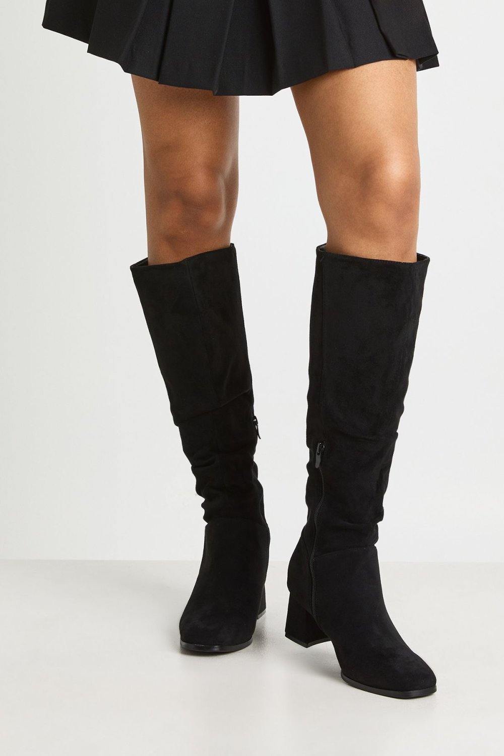 Slouchy faux suede knee-high boots