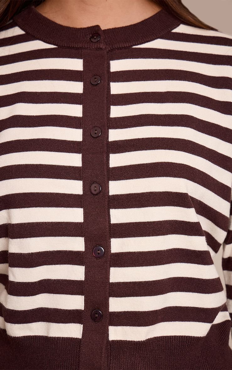 Cardigan court rayé chocolat