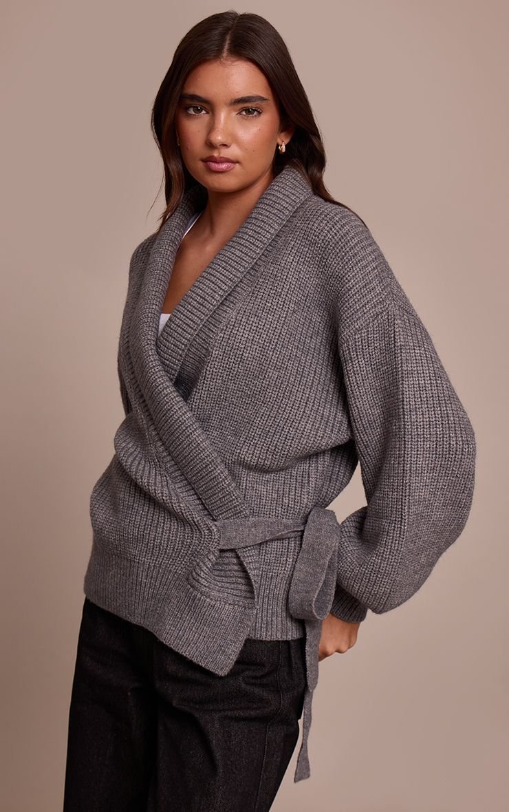 Cardigan croisé côtelé tkhin, gris