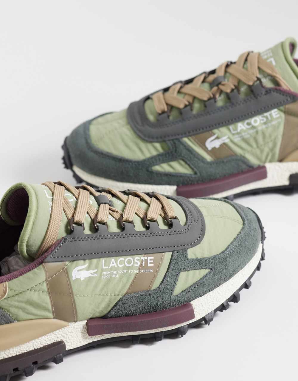 Baskets Elite Active en daim kaki et gris